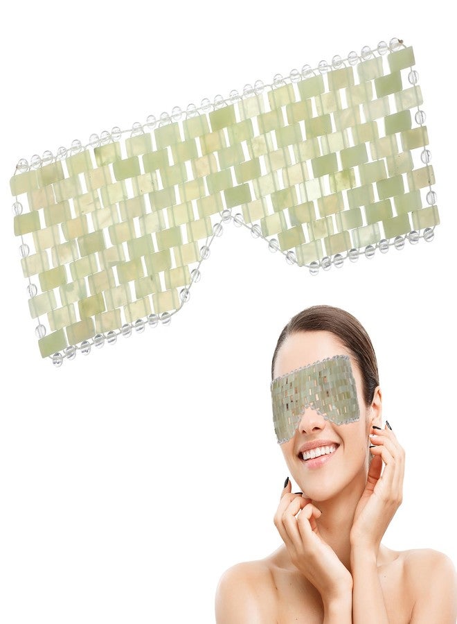 Hpmjz Jade Eye Mask Green Jade Stone Large Facial Cooling Mask Weighted Eye Sleeping Relief Cover for Hot & Cold Therapy to Reduce Wrinkles Headache Migraine Puffiness Migraines Anti-Aging Therapy - Image 1